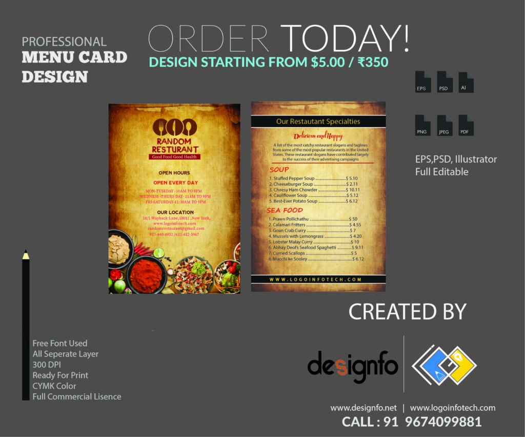 Menu Design Service